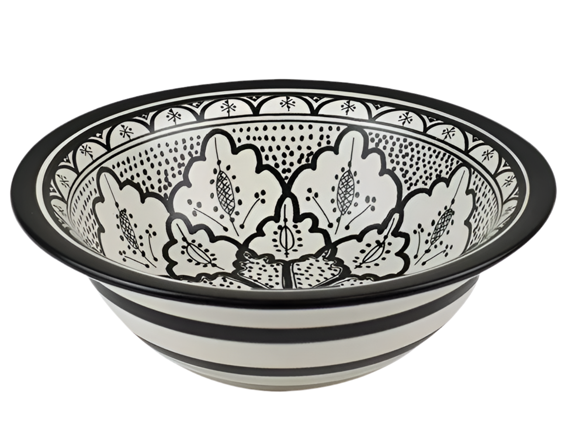 Aleah Ceramic Bowl 28.5x9 Black/White