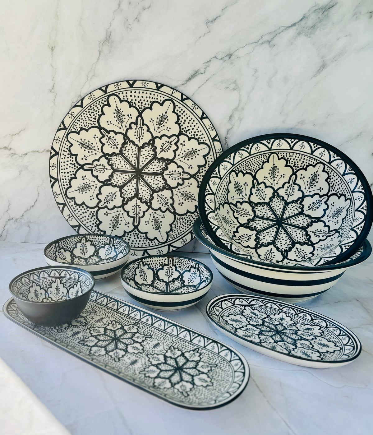 Aleah Ceramic Serving Set - Black