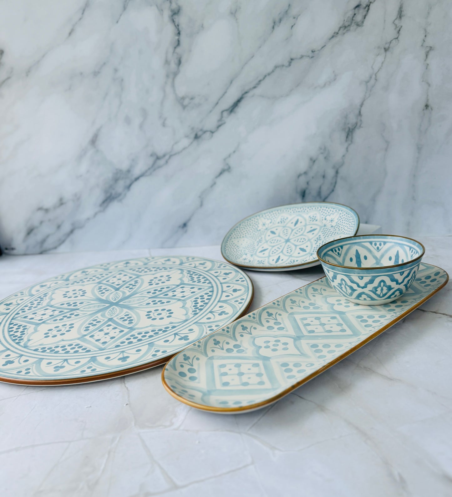 Aleah Oval Ceramic Dish - Blue