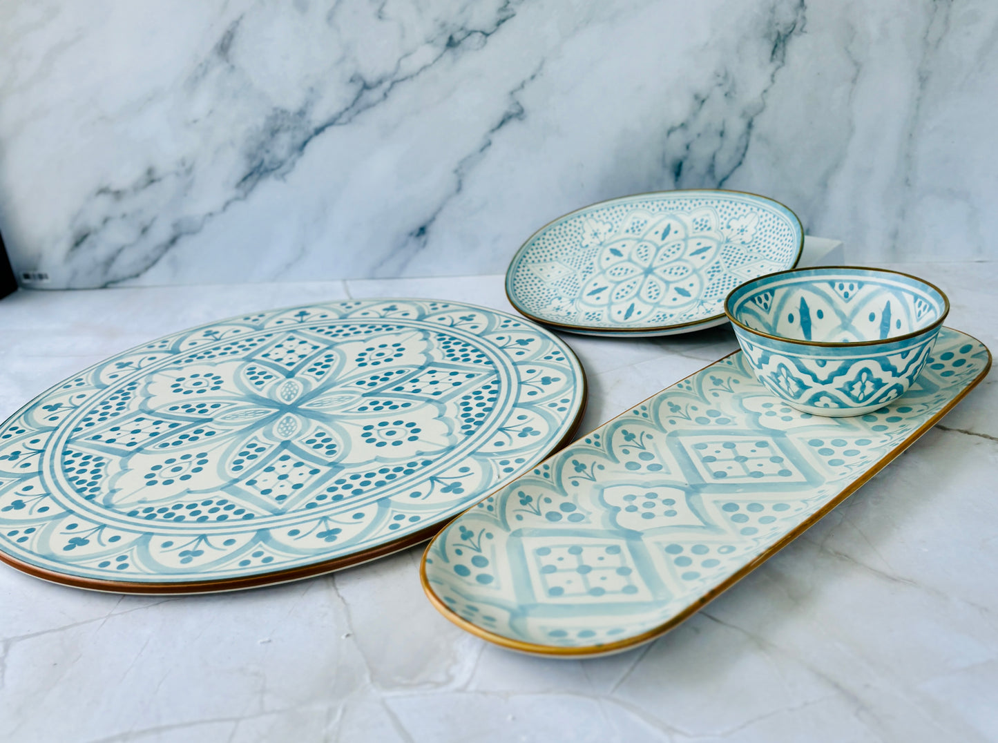 Aleah Oval Ceramic Dish - Blue