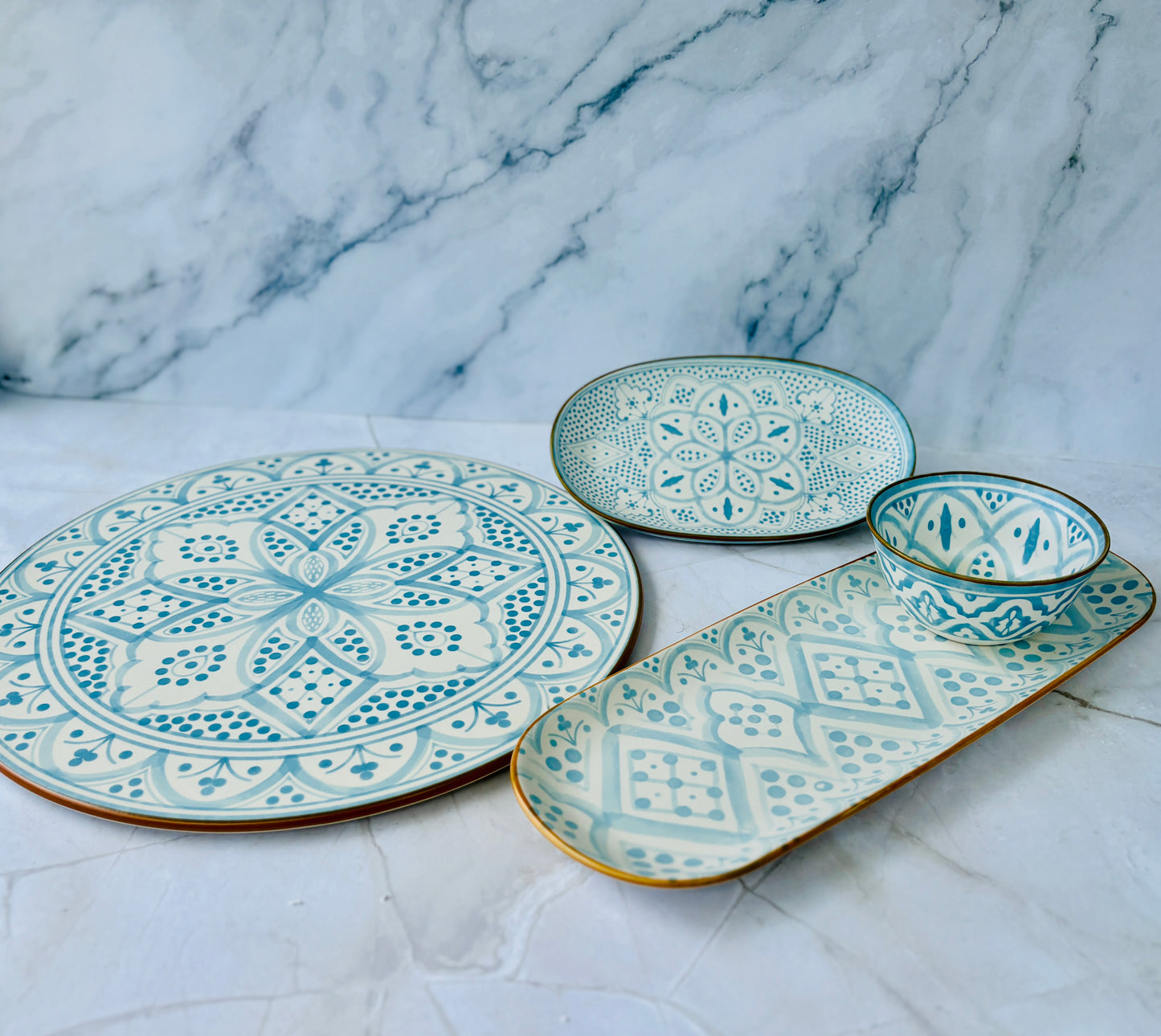 Aleah Ceramic Serving Set - Blue