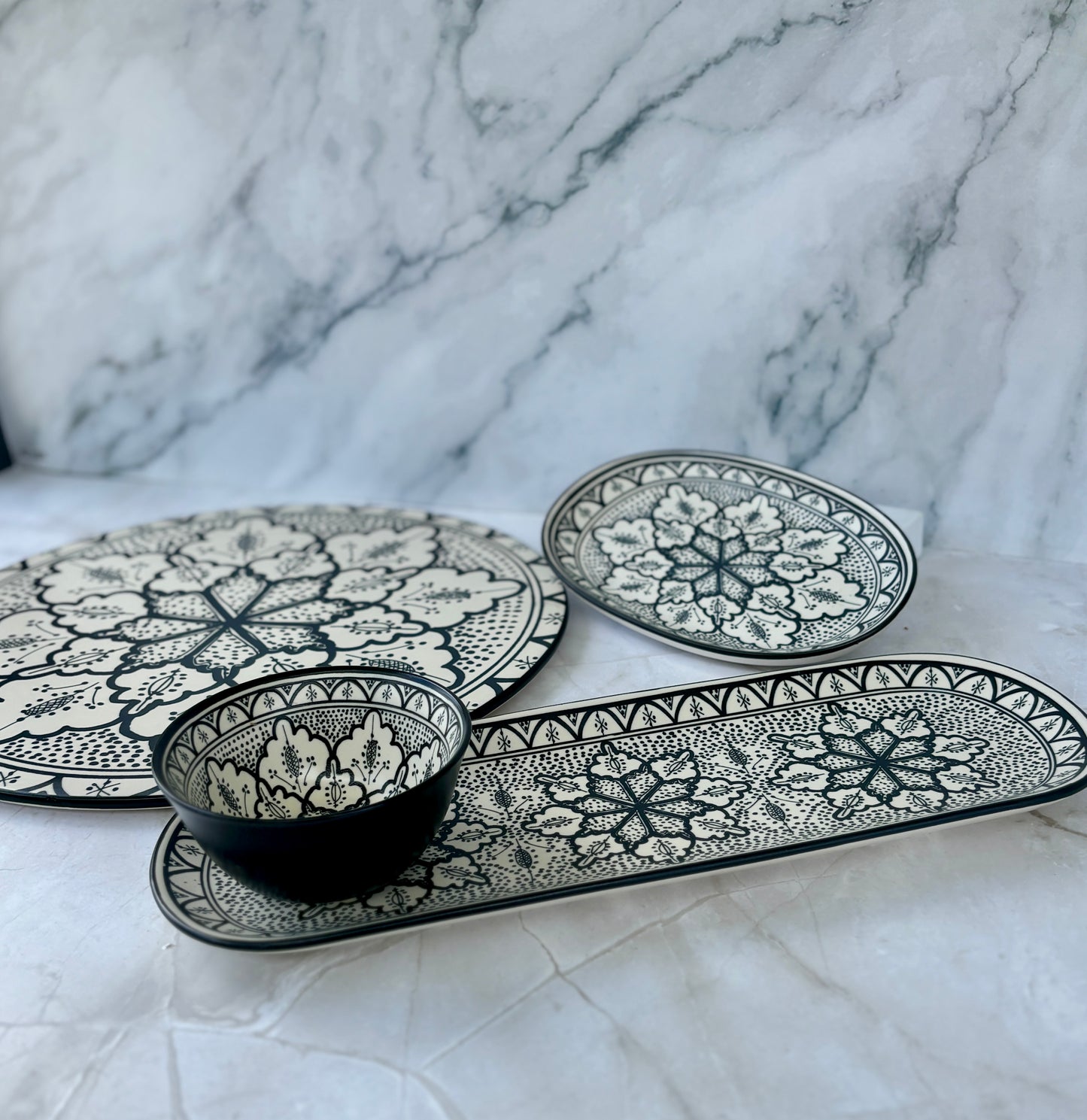Aleah Ceramic Serving Set - Black