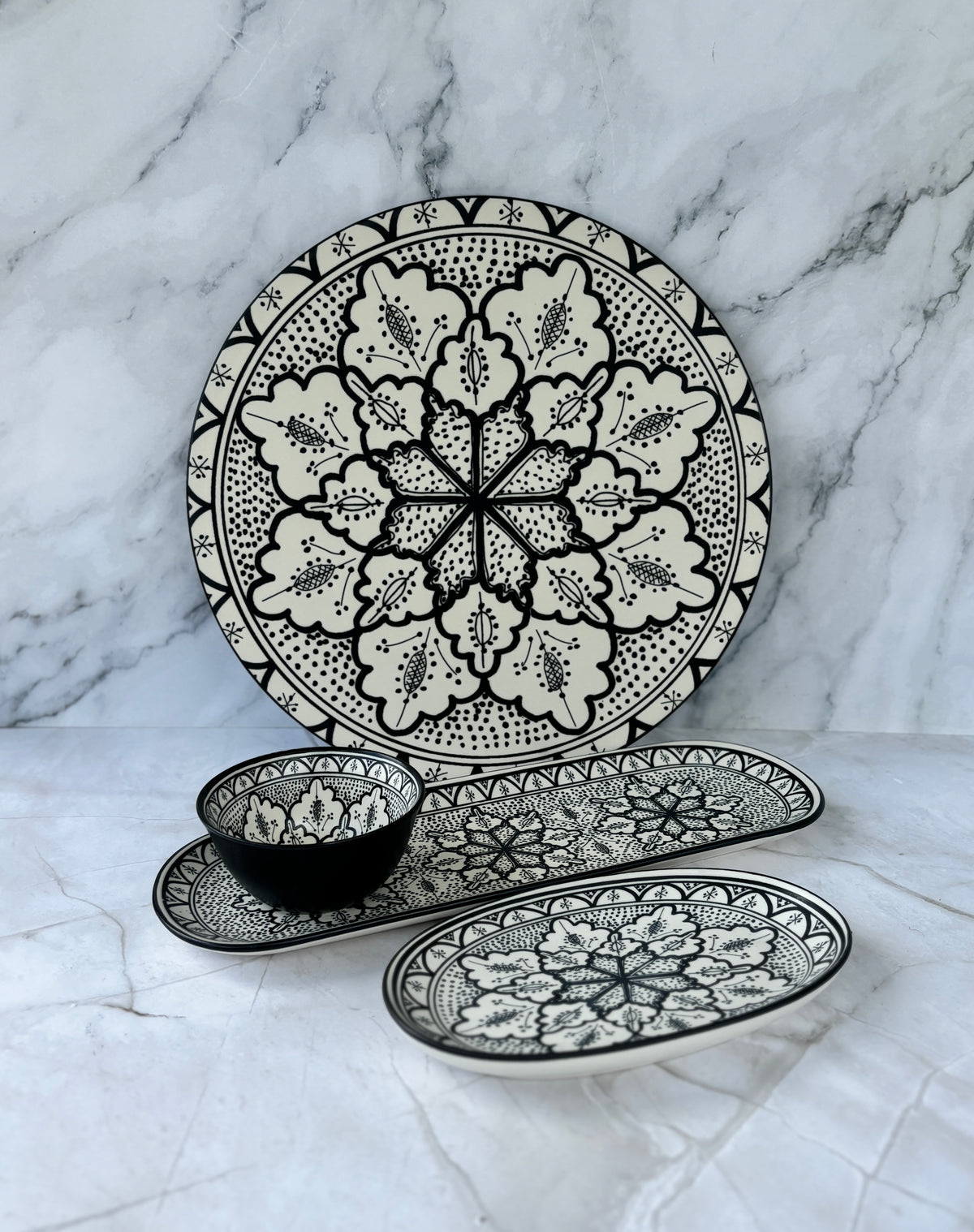 Aleah Ceramic Serving Set - Black