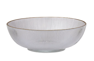 Grace Glass Rib Bowl – Clear/Gold 18 x 6 cm
