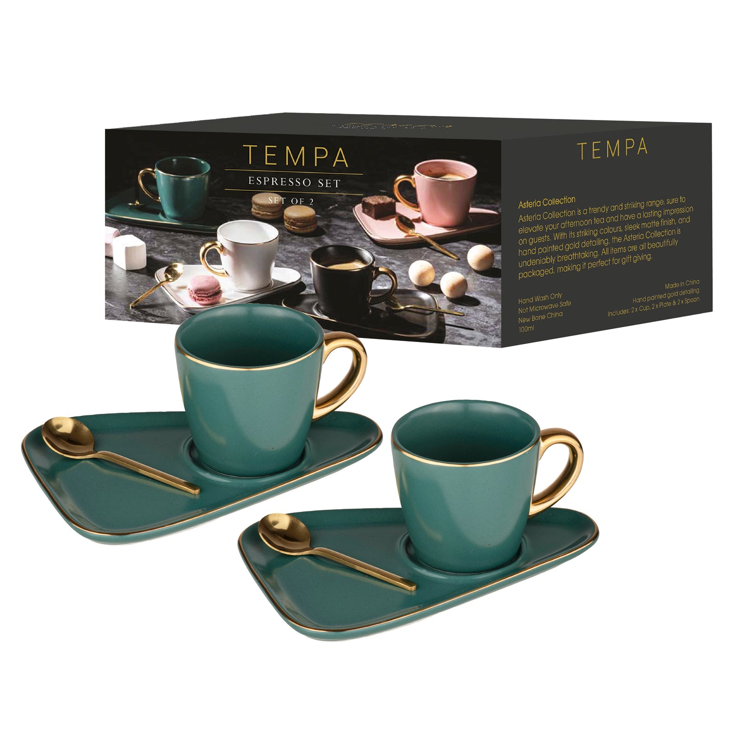 Asteria Teal 2pk Espresso Set