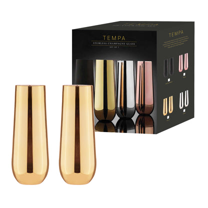 Aurora Gold Stemless Champagne Glass Set