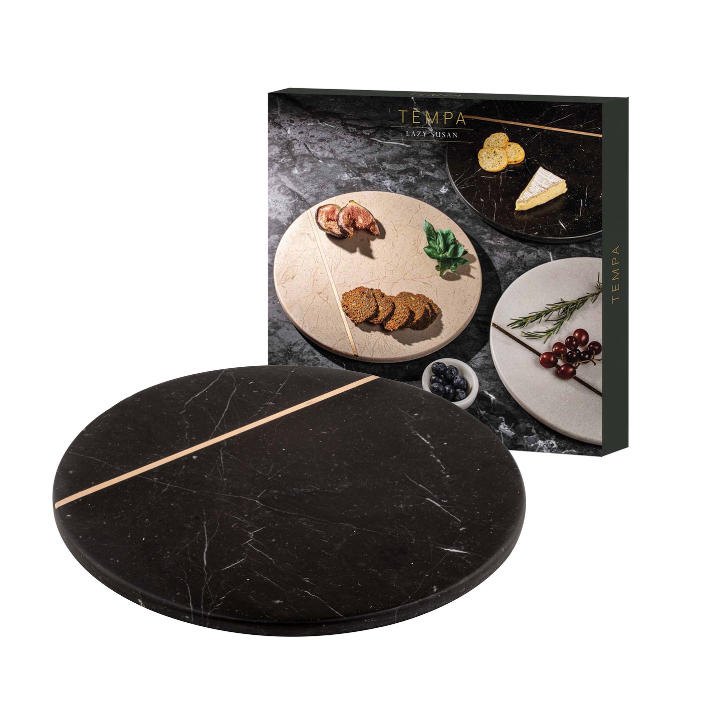 Emerson Black Marble Lazy Susan Platter