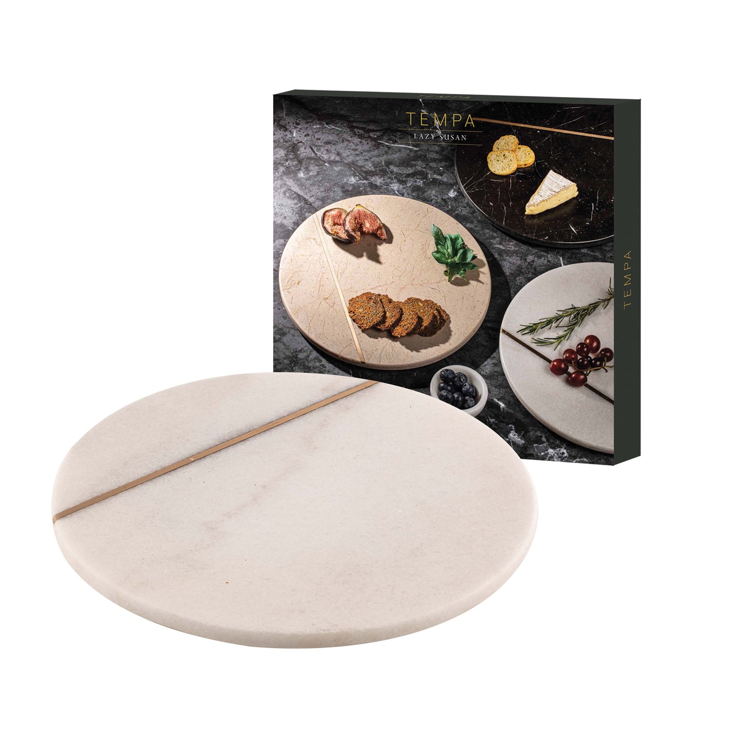 Emerson White Marble Lazy Susan Platter