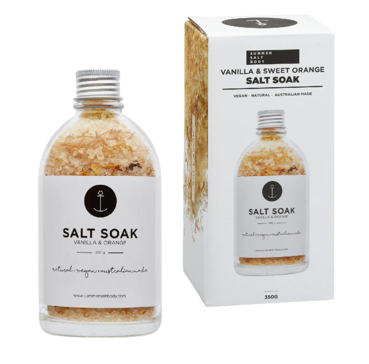 Summer Salt Body, Salt Soak - Vanilla & Orange 350g