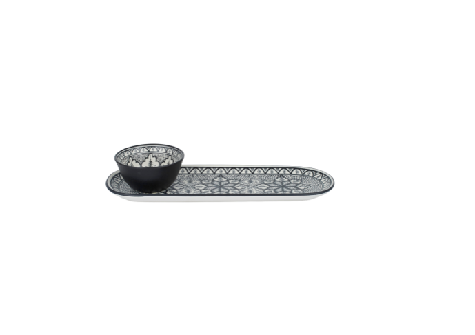 Aleah Ceramic Serving Set - Black