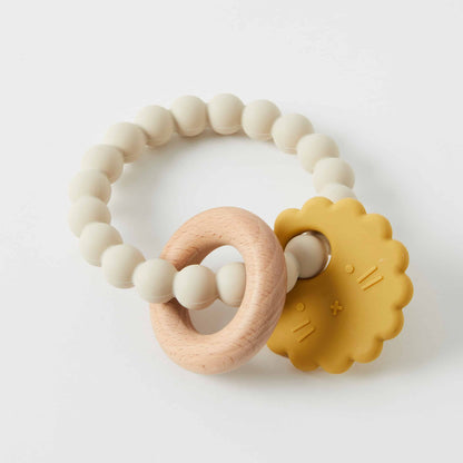 Mika Silicone and Wood Teethers - Assorted Colours